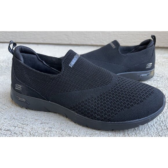 New! Skechers Arch Fit Refine Don't Go Women's 7 Sneaker 104164W Wide Black - Picture 1 of 13
